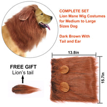 Load image into Gallery viewer, CPPSLEE Halloween Lion Mane Wig Costume - Make Your Dog Lion King - Adjustable Washable Comfortable Fancy Lion Hair Dog Clothes Dress for Halloween
