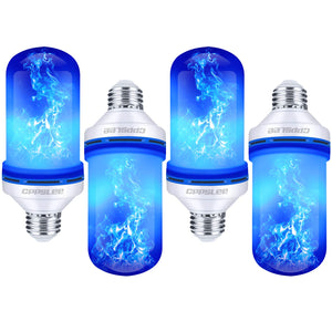 CPPSLEE Led Flame Effect Light Bulb, 4 Modes Flame Lights Bulbs, E26 Base Fire Light Bulbs with Gravity Sensor, Christmas Decorations Flickering Light Bulb for Indoor and Outdoor (Blue, 4pcs)