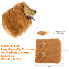 Load image into Gallery viewer, CPPSLEE Halloween Lion Mane Wig Costume - Make Your Dog Lion King - Adjustable Washable Comfortable Fancy Lion Hair Dog Clothes Dress for Halloween (A-Brown with Ear &amp; Tail)
