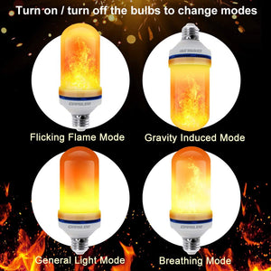 CPPSLEE - LED Flame Effect Light Bulb - 4 Modes with Upside Down Effect - E26 Base LED Bulb - Flame Bulbs for Christmas Decorations /Hotel/Bar/Christmas Party Decoration (4 Pack )