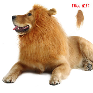 CPPSLEE Halloween Lion Mane Wig Costume - Make Your Dog Lion King - Adjustable Washable Comfortable Fancy Lion Hair Dog Clothes Dress for Halloween (A-Brown with Ear & Tail)