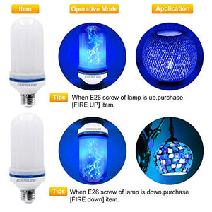 CPPSLEE Led Flame Effect Light Bulb, 4 Modes Flame Lights Bulbs, E26 Base Fire Light Bulbs with Gravity Sensor, Christmas Decorations Flickering Light Bulb for Indoor and Outdoor (Blue, 4pcs)